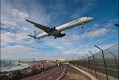 Photo: Condor aircraft landing at Lanzarote airport